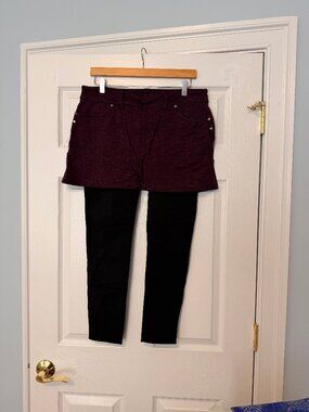 Athleta Skirt over Pants Combo (Maroon, Black)- L